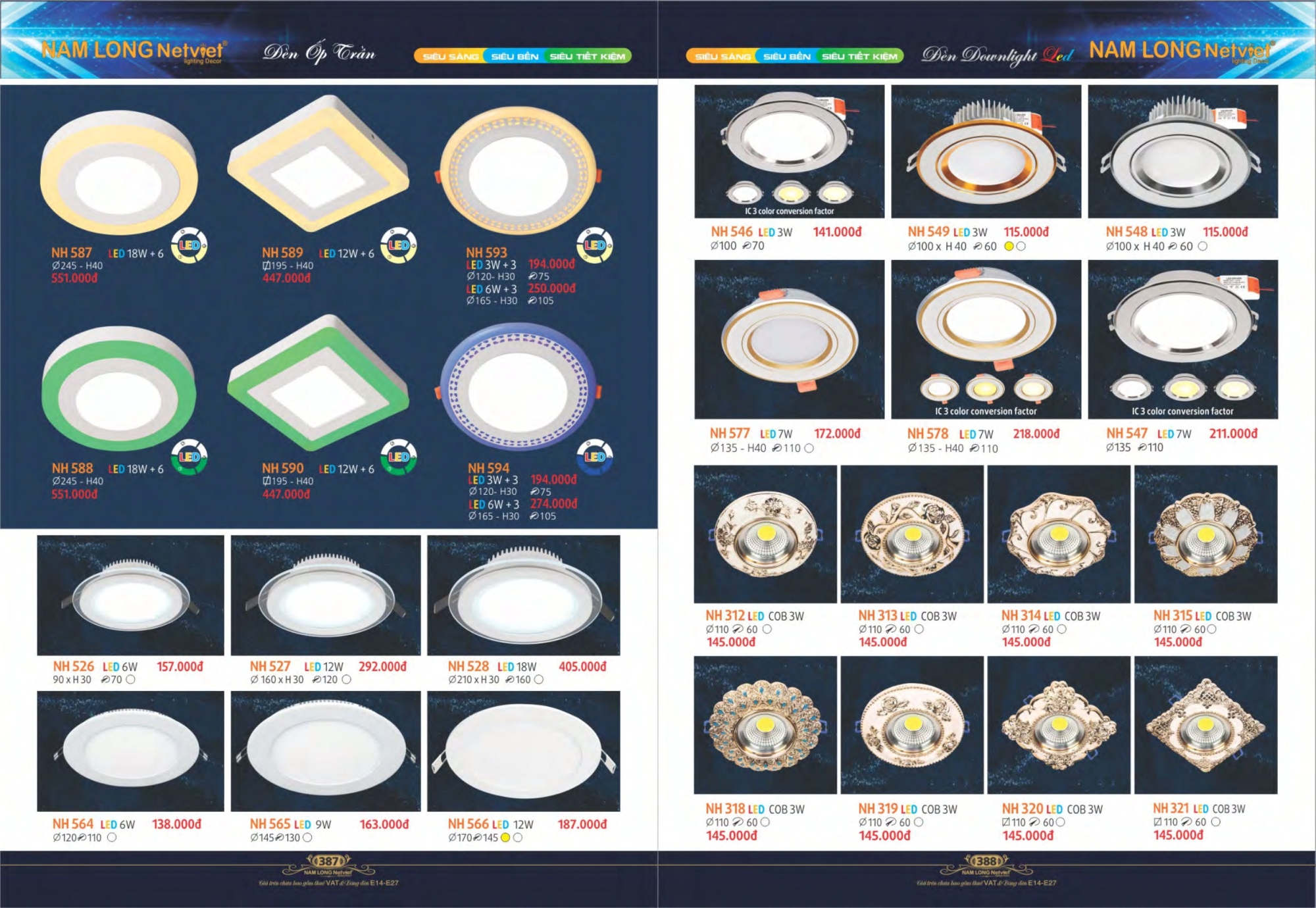 Bảng giá đèn trang trí Nam Long